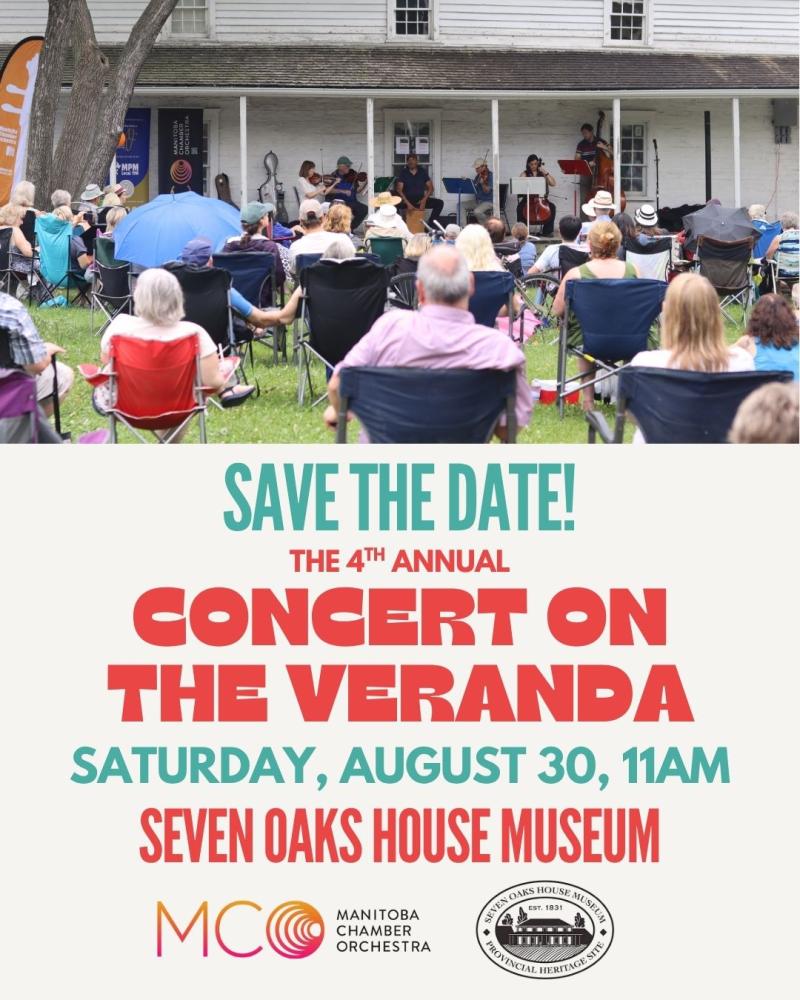 Save the date for the 4th annual Concert on the Veranda, August 30